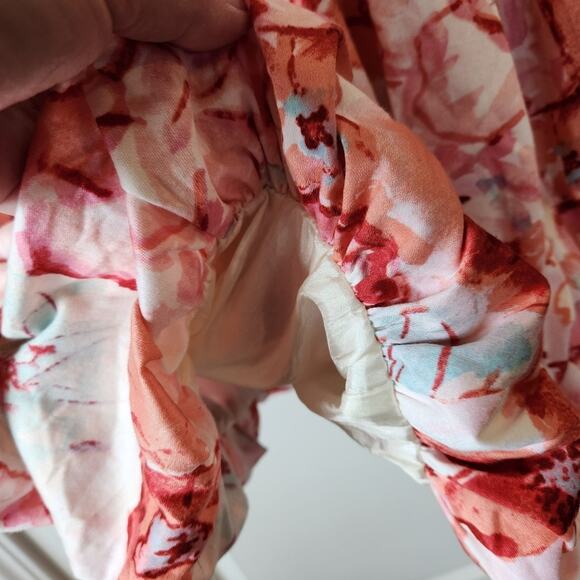 CHARLOTTE RUSSE Strapless Pink Red Cream Floral Bubble Hem Dress Womens Medium M - Picture 7 of 8